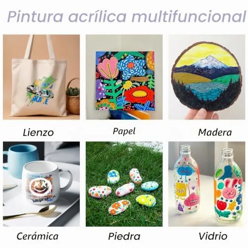 TBC The Best Crafts ▫️ Tintas Acrílicas 24 Tubos de 9,5 ml, Kit de Tintas Acrílicas para Artesanato, Papel de Tela, Vidro, Madeira, Modelagem, para Artistas Profissionais e Crianças por 4