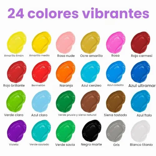 TBC The Best Crafts ▫️ Tintas Acrílicas 24 Tubos de 9,5 ml, Kit de Tintas Acrílicas para Artesanato, Papel de Tela, Vidro, Madeira, Modelagem, para Artistas Profissionais e Crianças por 5