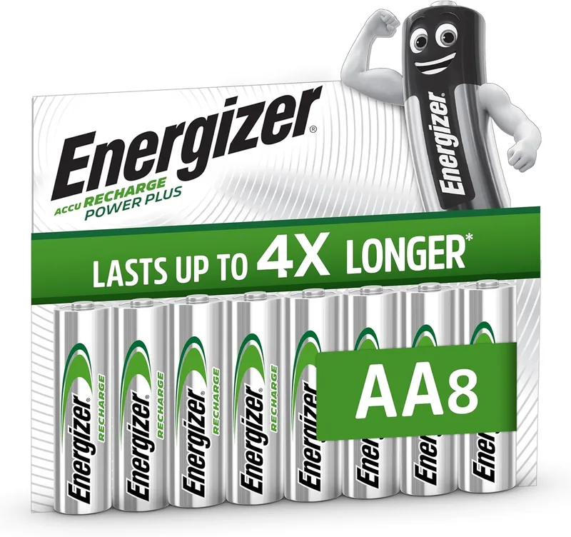 Energizer ▫️ Recharge Power Plus - Pilhas recarregáveis AA (embalagem de 8)
