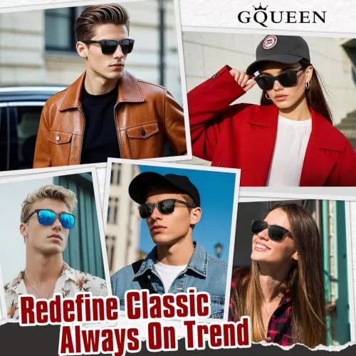 GQUEEN ▫️ Óculos de sol polarizados, retangulares, clássicos, em madeira, para homem e mulher, com proteção UV MOS07 2