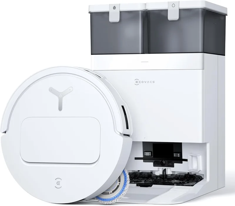 Aspirador de pó robô ECOVACS Deebot T50 Omni Gen2, 15000 Pa, escova lateral extensível e esfregona, ZeroTangle 2.0, lavagem com água quente a 75 ℃, ultrafino 81 mm, branco
