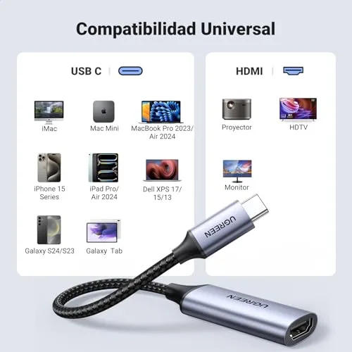 UGREEN ▫️ Adaptador USB-C para HDMI 4K a 60 Hz e 2K a 144 Hz, 10 cm, conversor Tipo C 5