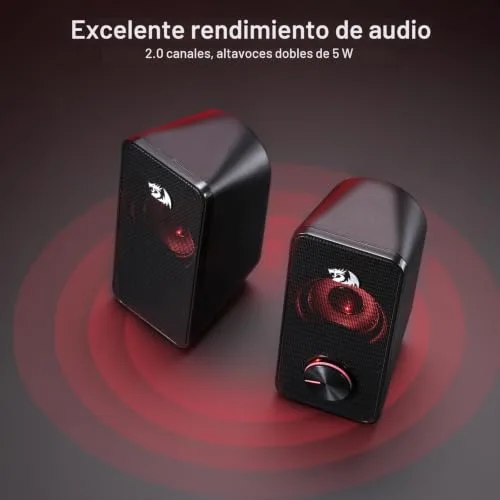 Redragon ▫️ GS500 Altifalante para PC 2.0 com retroiluminação vermelha e ligação USB 4