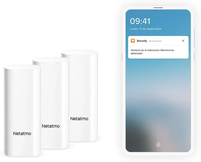 Netatmo ▫️ Sensores inteligentes para portas e janelas, sem fios, de peça única, embalagem de 3 unidades, com deteção de vibrações, DTG-EC