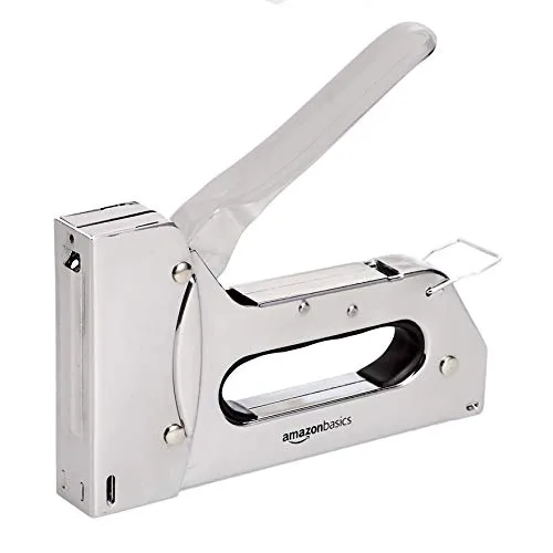 Amazon Basics ▫️ Grampeador industrial 3 em 1, com 1000 grampos, para estofos, reparações domésticas, carpintaria e outros projetos profissionais, prateado 2