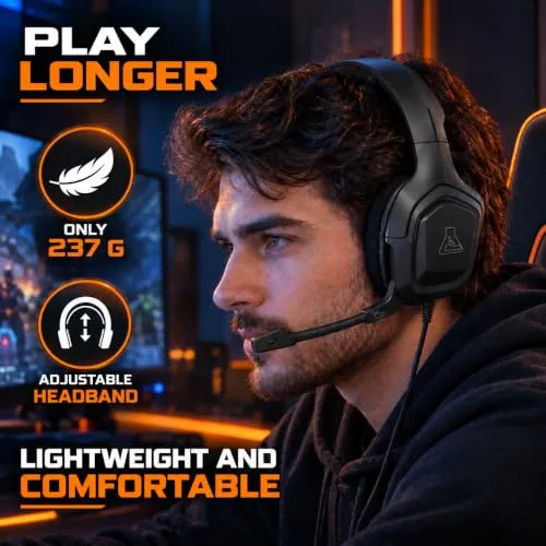 The G-Lab ▫️ Auscultadores para jogos G-Lab Korp Cobalt - Auscultadores estéreo, ultraleves, com microfone, conector de 3,5 mm para PC, PS4, PS5, Xbox One, Mac, tablet, Switch e smartphone (preto) 5