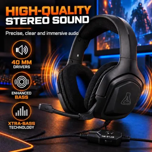 The G-Lab ▫️ Auscultadores para jogos G-Lab Korp Cobalt - Auscultadores estéreo, ultraleves, com microfone, conector de 3,5 mm para PC, PS4, PS5, Xbox One, Mac, tablet, Switch e smartphone (preto) 6