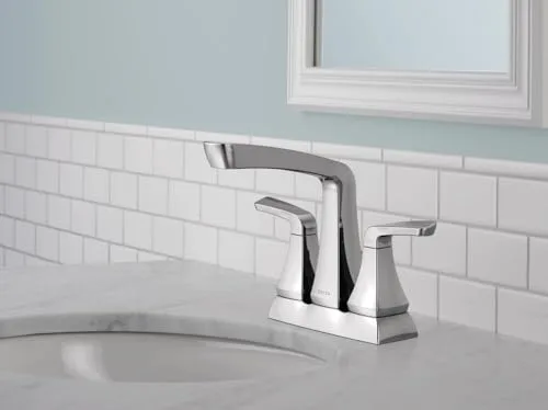 DELTA ▫️ Faucet Vesna 25789LF - Torneira de casa de banho de duas alavancas com conjunto de drenagem e fecho de drenagem sem preocupações, cromada 7