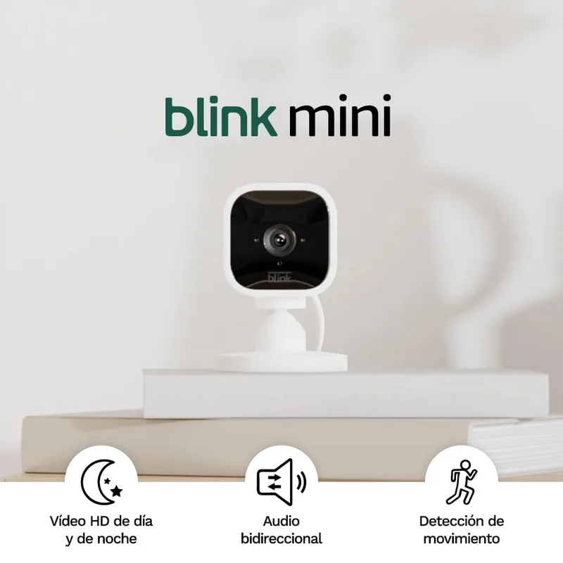 Blink ▫️ Mini | Câmara de segurança inteligente compacta, para interior, com fio, vídeo HD 1080p, deteção de movimento, áudio bidirecional, fácil de configurar, compatível com a Alexa | 2 câmaras (branco)