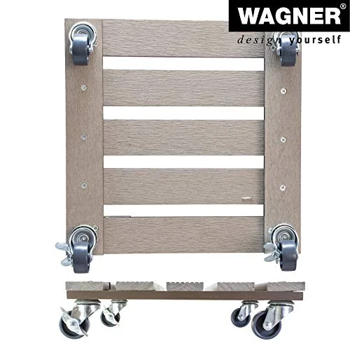 WAGNER ▫️ Suporte com rodas para plantas em WPC 29 x 29 x 7,5 cm | Carrinho para flores para uso no exterior e no interior | Compósito de madeira e plástico FSC®, cor cinzenta-escuro | 2 travões | Carga máxima de 80 kg - 20053101 6