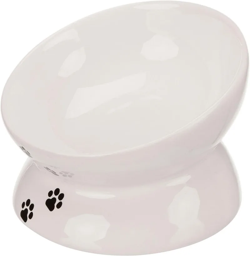 TRIXIE ▫️ Comedouro de cerâmica para gatos, ø 13 cm / 0,25 L, branco, design ergonómico e estável, cerâmica higiénica e antiderrapante, adequado para a máquina de lavar louça