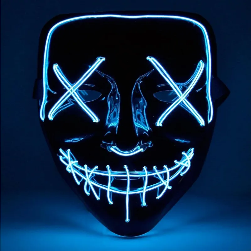 TK Gruppe Timo Klingler ▫️ Máscara LED de Halloween ao estilo «Purge», iluminação regulável e rosto luminoso – Fato para homens e mulheres para o Halloween e o carnaval (várias cores à escolha)