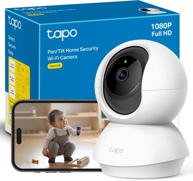 Tapo ▫️ C200 - Câmara de vigilância Wi-Fi para interiores com visão de 360º, 1080p e deteção por IA