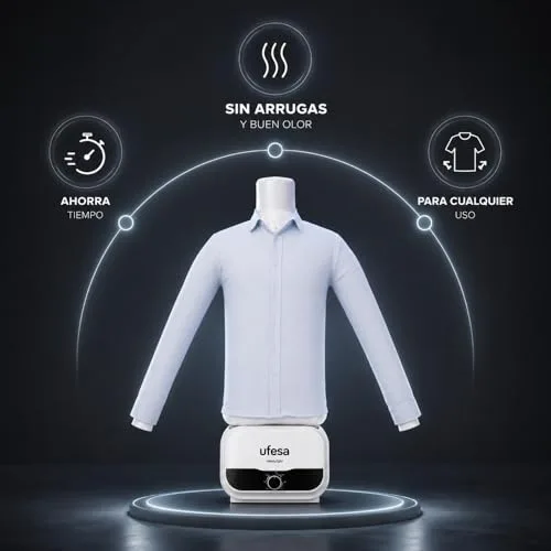Ufesa ▫️ Manequim 2 em 1 SV1200, engomagem e secagem automáticas, 1200 W, elimina os vincos, desodoriza e neutraliza os odores, temporizador de 3 horas, tamanhos S a XXL 2