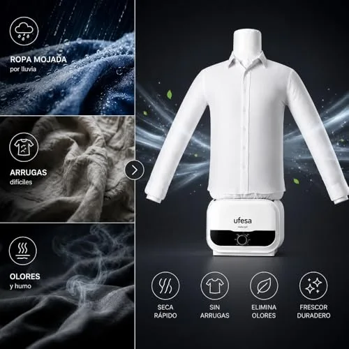 Ufesa ▫️ Manequim 2 em 1 SV1200, engomagem e secagem automáticas, 1200 W, elimina os vincos, desodoriza e neutraliza os odores, temporizador de 3 horas, tamanhos S a XXL 6