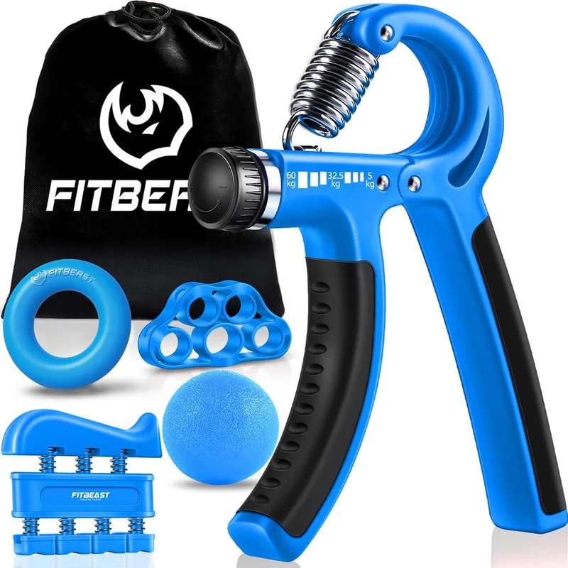 FitBeast ▫️ Hand Grip Forearm Exerciser - 5-Pack, Fortalecedor ajustável do punho, exercitador de mãos, alongador de dedos, anel de treino e bola anti-stress