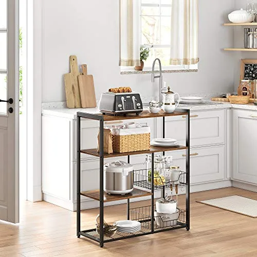VASAGLE ▫️ Estante de cozinha para micro-ondas com 2 cestos, 80x35x94 cm 2