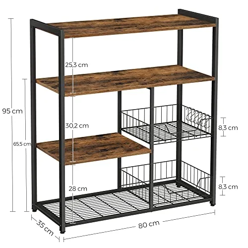 VASAGLE ▫️ Estante de cozinha para micro-ondas com 2 cestos, 80x35x94 cm 3