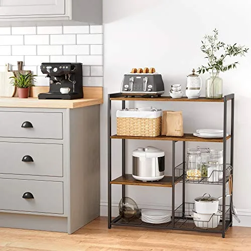 VASAGLE ▫️ Estante de cozinha para micro-ondas com 2 cestos, 80x35x94 cm 4