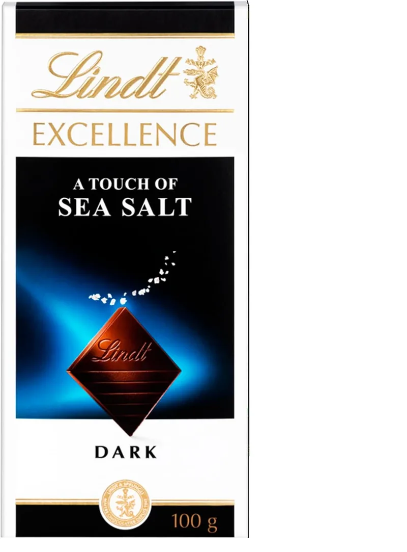Lindt ▫️ Excellence Dark Chocolate Bar, barra de chocolate puro, chocolate preto aromático, extra fino, com um toque de flor de sal, 100g