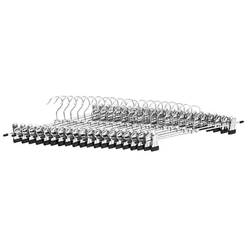 Amazon Basics ▫️ Cabides de metal com clipes para calças e saias, Embalagem de 20, Cromado 2