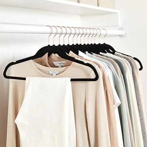 Amazon Basics ▫️ Cabides de veludo para fatos, embalagem de 50, preto/dourado 6