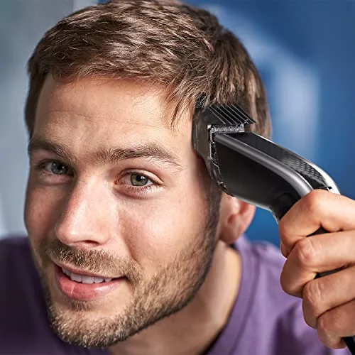PHILIPS ▫️ Série 5000 HC5650/15 - Máquina de cortar cabelo com lâminas de aço inoxidável, 28 ajustes de comprimento, 90 minutos de autonomia sem fio, inclui 3 pentes-guia e estojo de viagem 3
