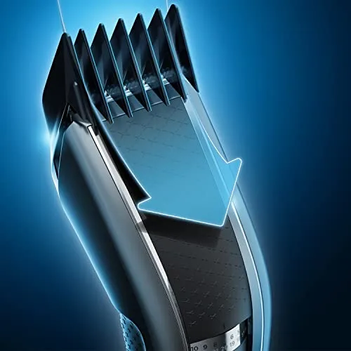 PHILIPS ▫️ Série 5000 HC5650/15 - Máquina de cortar cabelo com lâminas de aço inoxidável, 28 ajustes de comprimento, 90 minutos de autonomia sem fio, inclui 3 pentes-guia e estojo de viagem 4