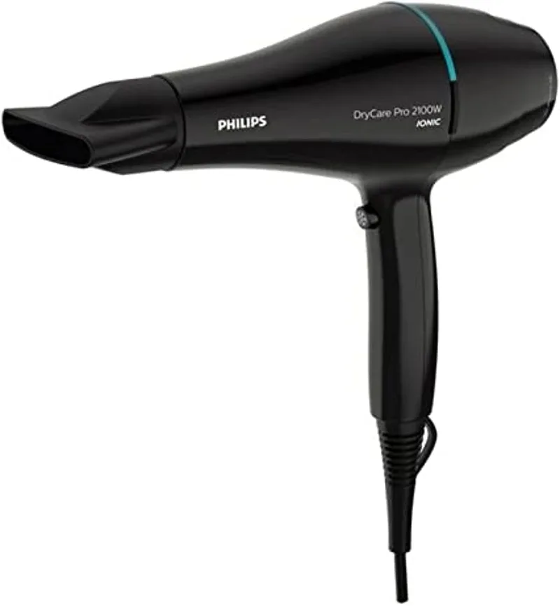 PHILIPS ▫️ Secador de cabelo motor CA, tecnologia iônica, bocal de 9 mm e 6 velocidades, temperatura ThermoProtect, 2100 W, BHD272/00, preto e turquesa