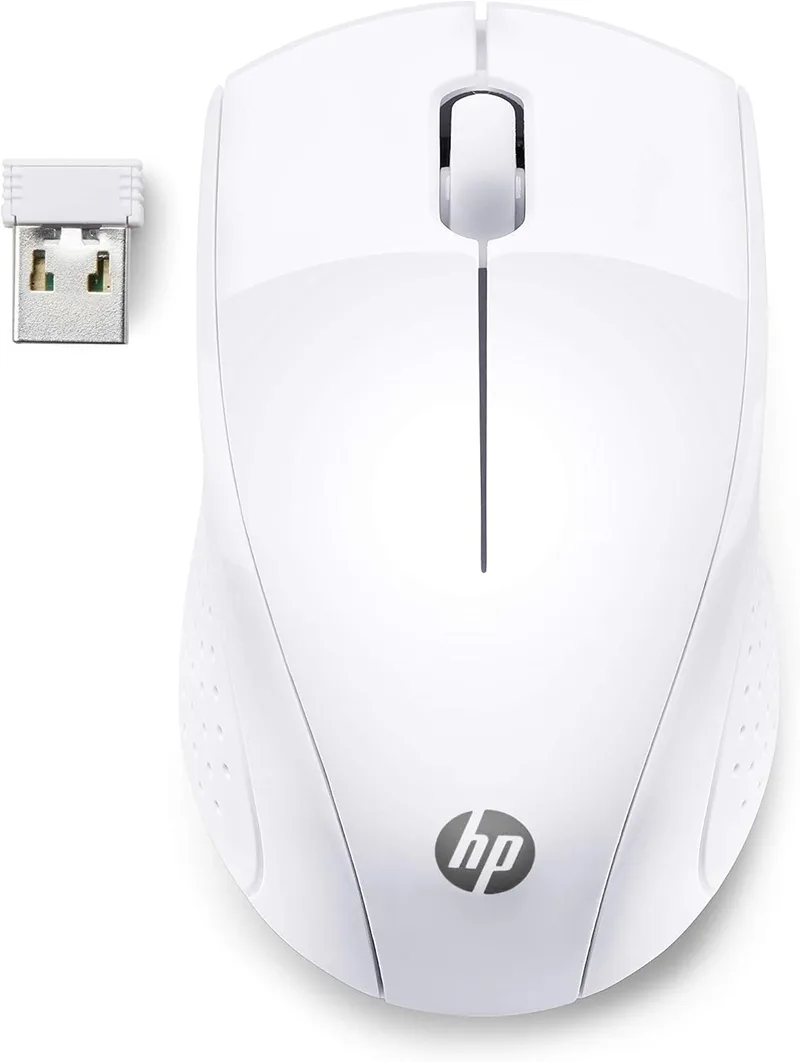 HP ▫️ 220 - Rato sem fios (1600 DPI, 2 botões e 1 roda de deslocamento, tecnologia LED azul, bateria com duração de 15 meses, Windows 7, 8, 10; Mac OS; Chrome™ OS), branco (branco neve)
