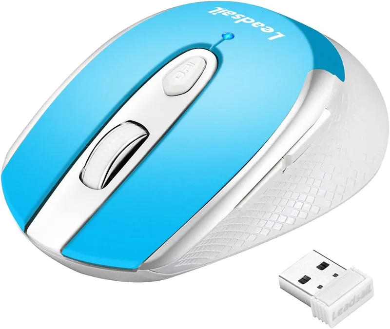 LeadsaiL ▫️ Wireless Mouse, Rato Sem Fios Silent Click Mini Rato Ótico, Ergonómico Ultra Fino, Rato Sem Fios 2.4G, Uma pilha AA (incluída) para Macbook, PC, Portátil