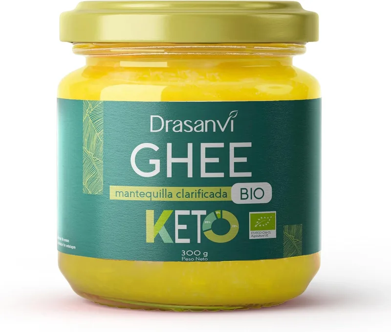 Drasanvi ▫️ KETO Organic Clarified Grassfed Ghee Butter | Saudável e de fácil digestão | Rico em Vitaminas A, D, E e K | Ácido Linoleico e Butirato | 99,8% Gorduras Saturadas| 300 g