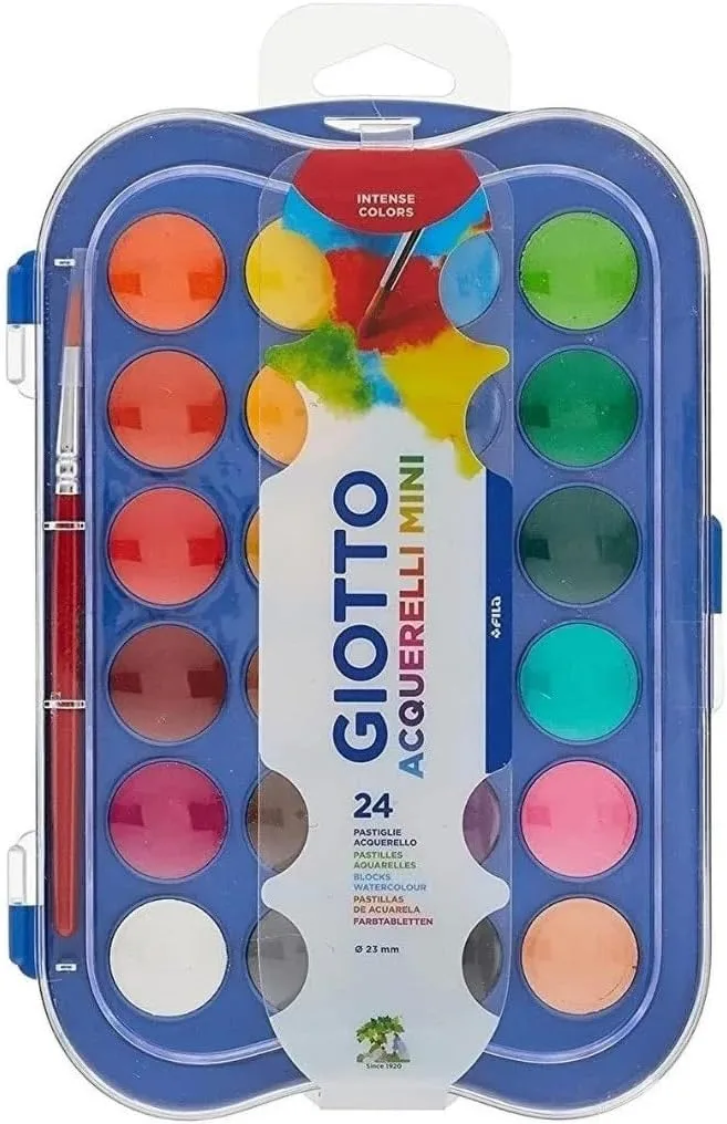 Giotto ▫️ Aquarelas Mini 23 mm, Conjunto de 24 unidades + Pincel