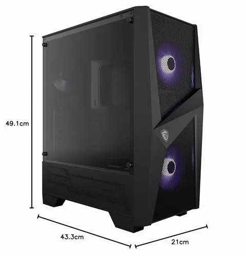 MSI ▫️ mag Forge 100M Mid-Tower - Caixa para PC Gaming, 2 ventoinhas RGB de 120 mm + 1 ventoinha de 120 mm incluídas, painel de vidro temperado, ATX, mATX, Mini-ITX, Preto 3