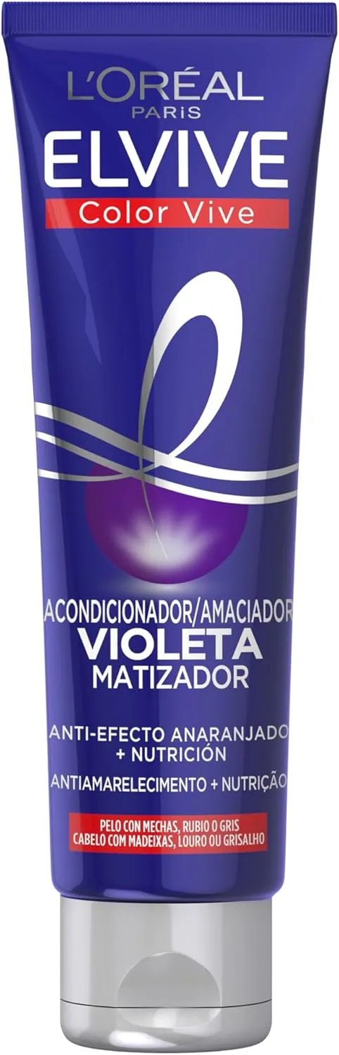 L'Oreal Paris ▫️ L'Oréal Paris Elvive Color Vive Máscara Violeta Matizadora para Cabelo com Mechas, Loiro ou Cinzento, Máscara Violeta, 150 ml