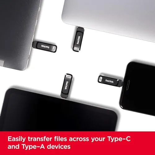 SanDisk ▫️ Ultra Dual Drive Go 256 GB, USB-C e USB-A, até 400 MB/s 2