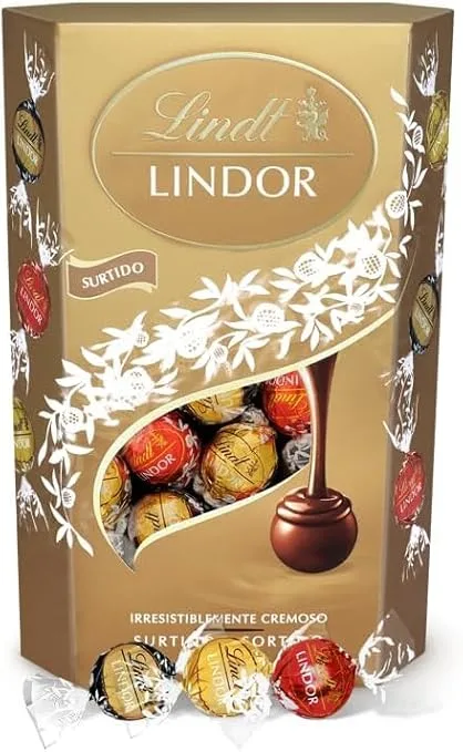 Lindt chocolates LINDOR CORNET ASSORTMENT incluindo chocolate preto 70% cacau, chocolate de leite, chocolate preto, chocolates deliciosos com interior de chocolate cremoso, 337g