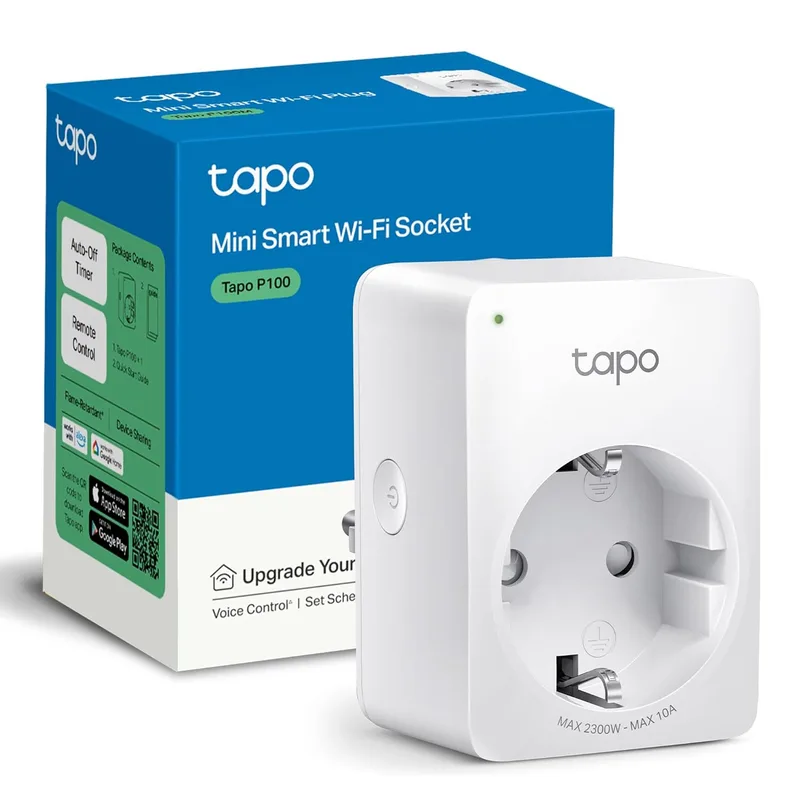 Tapo ▫️ P100 - Tomada inteligente com Wi-Fi, programação horária, controlo por aplicação/voz