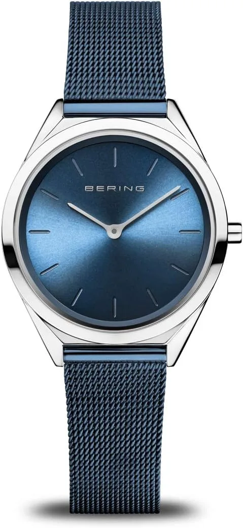 BERING ▫️ Relógio de quartzo unissexo 17031 com caixa e mostrador em aço inoxidável de 31 mm, bracelete à milanesa, cristal de safira e resistência à água de 3 ATM