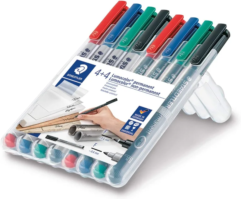 STAEDTLER ▫️ Lápis Lumocolor, conjunto de 8 lápis, edição especial solúvel em água e à prova de água, ponta F, largura da linha aprox. 0,6 mm, alta qualidade, fabricado na Alemanha, 31-S WP8X.