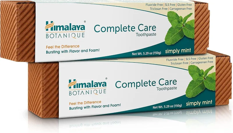 Himalaya ▫️ Pasta de dentes Botanique Simply Mint Complete Care | Sabor refrescante a menta | Dentes fortes | Gengivas saudáveis e anti-inflamatória | Hálito fresco - 150 g (Embalagem de 2)