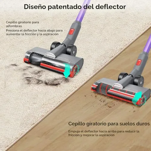 JASHEN ▫️ V16 Cable, Aspirador de Mão 4 em 1, Potência de 22 000 Pa, Saco, até 40 min de aspiração, Bateria Removível, 350 W, 0,6 litros, 70 decibéis, 3 velocidades, roxo 5