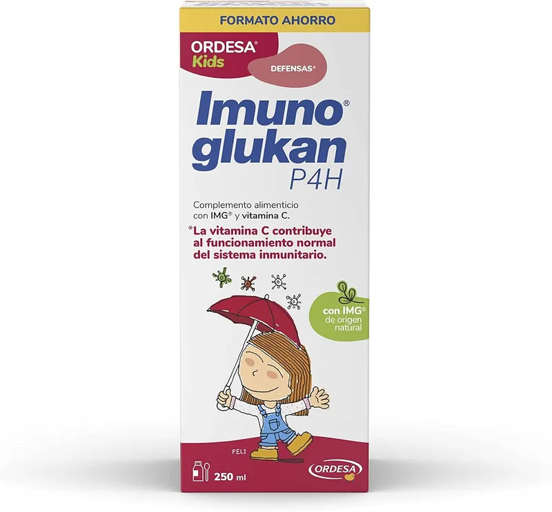 Imunoglukan ▫️ P4H Xarope 250 ml | 250 ml | Complemento alimentar com vitamina C para reforçar as defesas imunitárias das crianças, dos mais pequenos e dos adultos
