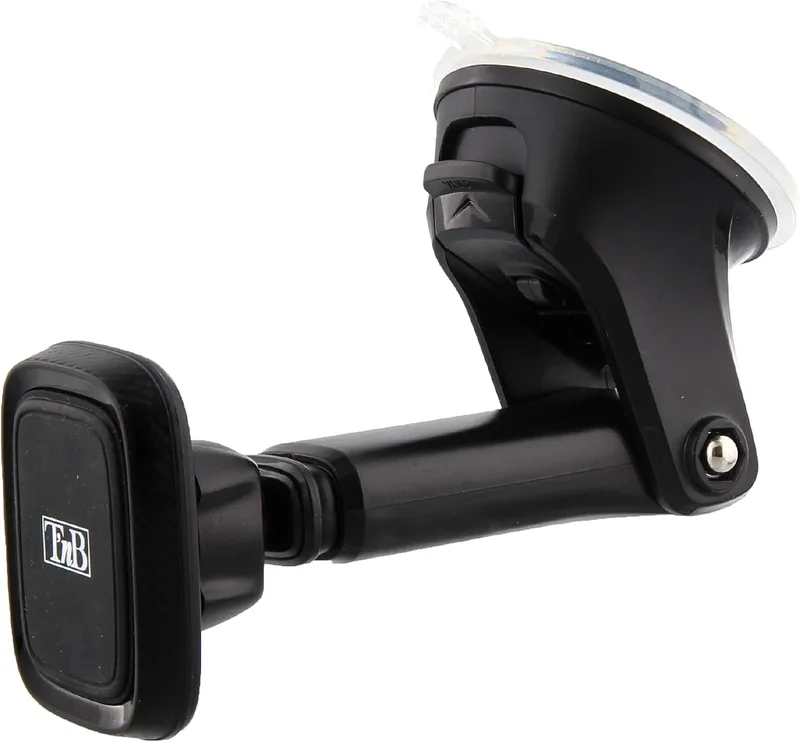 T'nB ▫️ Suporte magnético para telemóvel para carro Sora, 6 ímanes potentes – Braço ajustável – Rotação de 360° – Ventosa 2 em 1 – Acabamento em carbono – Preto | 6 ímanes, braço ajustável, rotação de 360°, ventosa 2 em 1, acabamento em carbono, cor preta