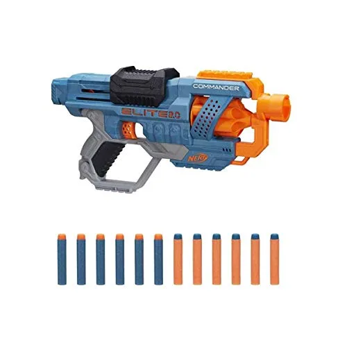 Nerf ▫️ Hasbro 2.0 Commander RC-6, Lançador de Dardos de Brinquedo, 12 Peças, Jogos ao Ar Livre para Meninos e Meninas a partir dos 8 Anos, Tambor Giratório 2