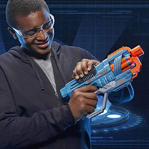 Nerf ▫️ Hasbro 2.0 Commander RC-6, Lançador de Dardos de Brinquedo, 12 Peças, Jogos ao Ar Livre para Meninos e Meninas a partir dos 8 Anos, Tambor Giratório 4
