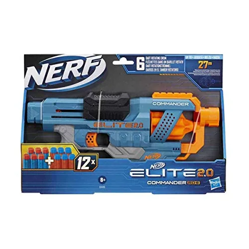 Nerf ▫️ Hasbro 2.0 Commander RC-6, Lançador de Dardos de Brinquedo, 12 Peças, Jogos ao Ar Livre para Meninos e Meninas a partir dos 8 Anos, Tambor Giratório 5