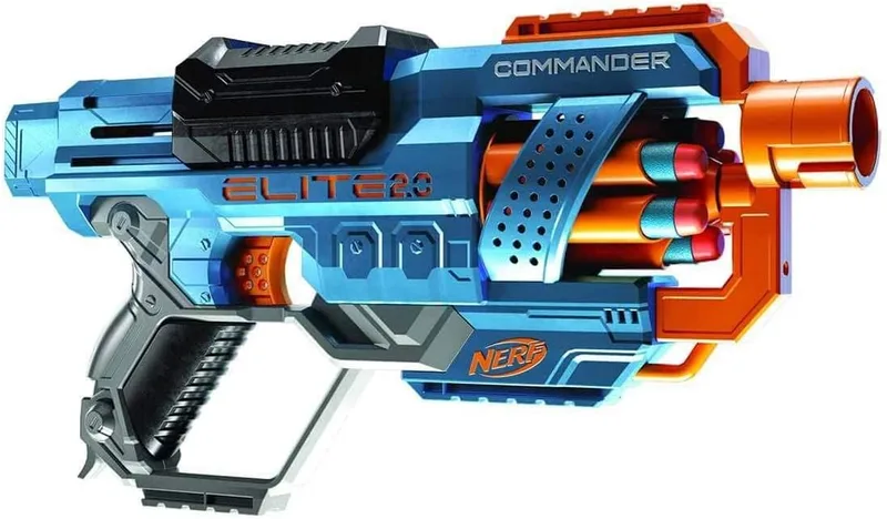 Nerf ▫️ Hasbro 2.0 Commander RC-6, Lançador de Dardos de Brinquedo, 12 Peças, Jogos ao Ar Livre para Meninos e Meninas a partir dos 8 Anos, Tambor Giratório