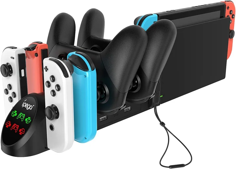 FYOUNG ▫️ Estação de carregamento para a Switch/OLED, modelo Joy, com e para os controladores Switch Pro; base de carregamento com tomada USB 2.0 e portas; apenas para o controlador Switch Pro