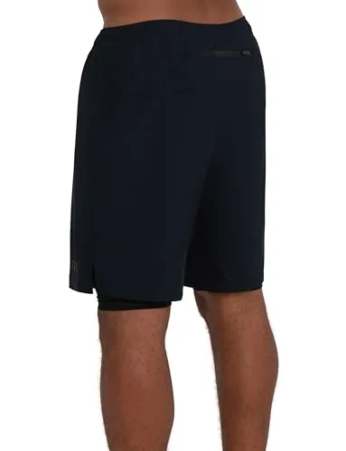 TCA ▫️ Calções desportivos de tecido para homem, com bolsos e calças interiores - Calções desportivos para homem para corrida, ginásio e padel - Modelo 2 em 1 para homem, com calças interiores curtas e bolsos com fecho de correr 2